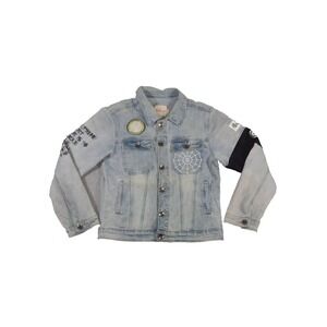 Gala Embroidered Graffiti Gothic Skulled Denim Jacket Men's Size Small